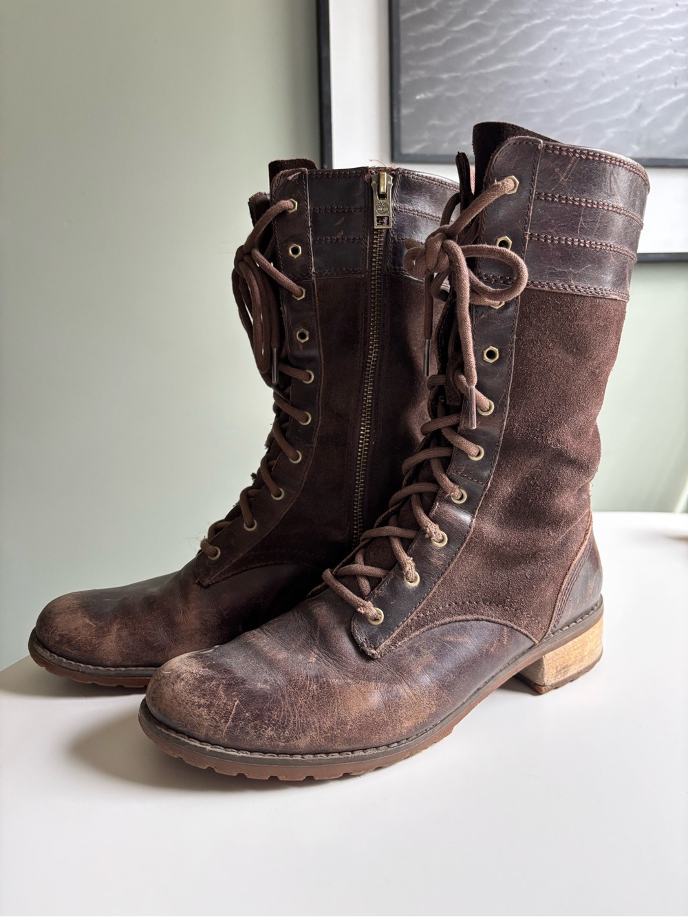 Timberland Brown Lace-Up Leather & Suede Boots